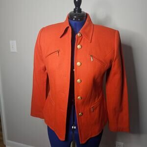 NY Sake 80s Cotoure Burnt Orange Wool Blazer Jacket with Gold buttons